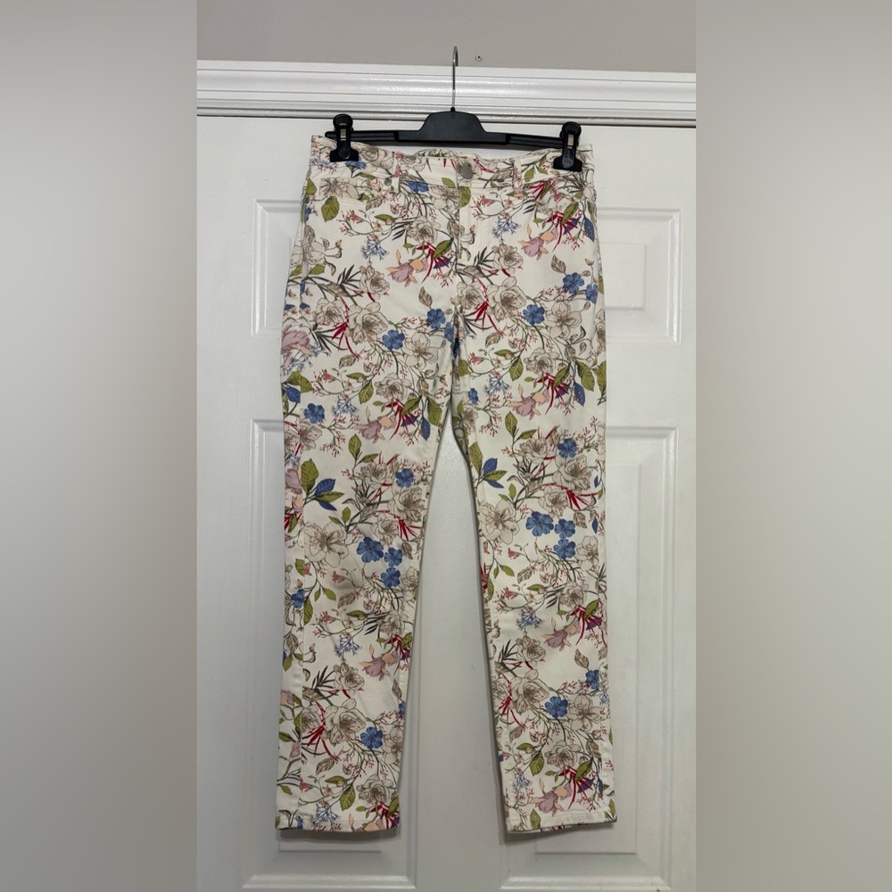 J.Jill Authentic Denim Slim Ankle Floral Size 6